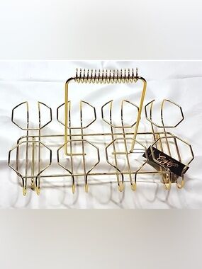 Easy Tiger NWT Gold Barware Glass Holder Rack 8 Slot Modern Glam